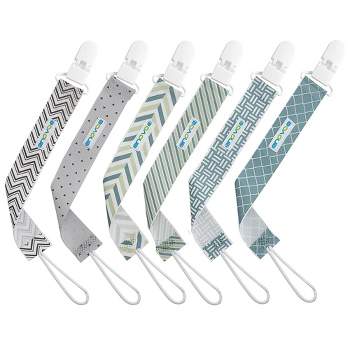 Enovoe Stylish Teething Ring Pacifier Holder Clip, 6 Pack