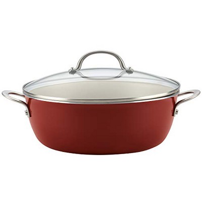 Ayesha Curry Home Collection Nonstick Stock Pot/Stockpot with Lid, 7.5 Quart, Sienna Red