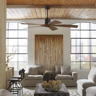 Aviator 70" Matte Black and Distressed Koa Smart Ceiling Fan