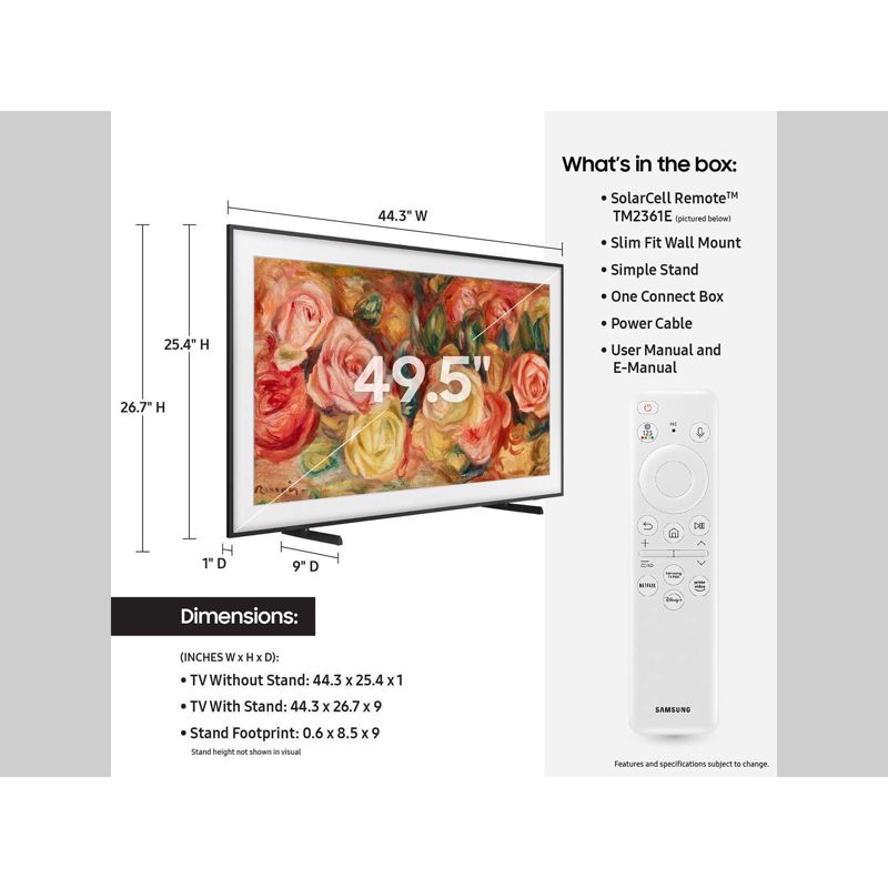 Samsung 50&#34; The Frame QLED HDR UHD 4K Smart TV - Black (QN50LS03D), 6 of 15