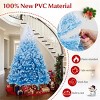 Angel Sar 7ft Flocked White and Blue Christmas Tree, 1264 Branch Tips Fireproof PVC, 3-Section Hinged Assembly with Metal Stand - 4 of 4