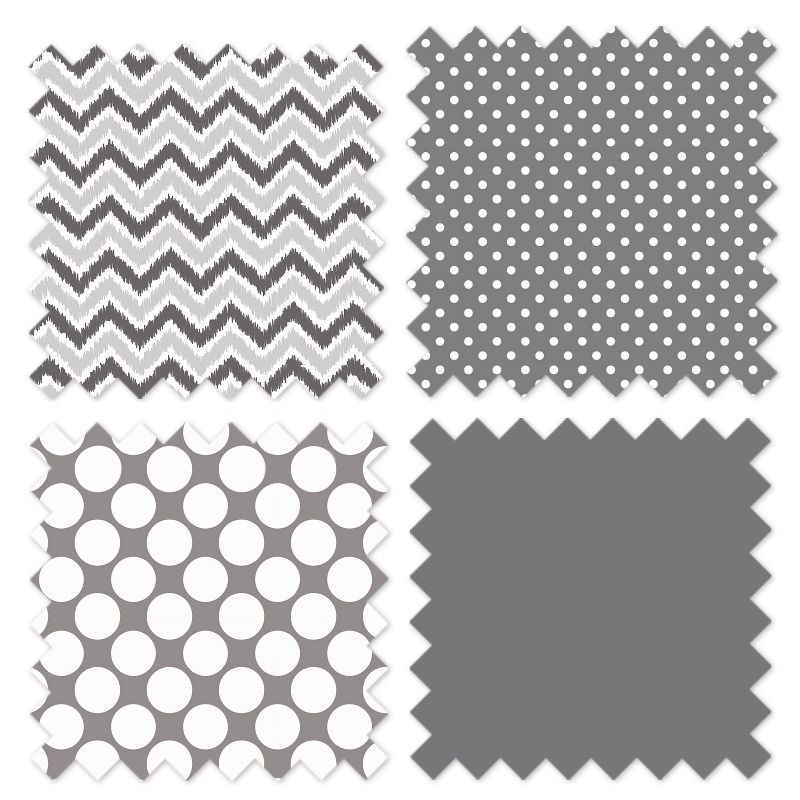 Bacati - Mix n Match Chevron/Dots Crib Rail Guard set of 2 Covers White/Gray, 4 of 7