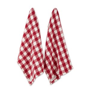 Design Imports Red Cider Checker Washed Waffle Dishtowel Set/2 - 1 of 4