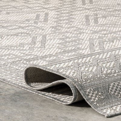 Gray Synthetic Flat Woven Indoor/Outdoor Area Rug