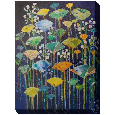 Cottage Garden West of The Wind Great GINKOS Colorful 30 x 40 Inch Waterproof Gallery Wrapped Canvas, Outdoor Garden, Yard, Patio All Weather Hanging