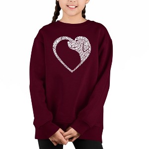 LA Pop Art Dog Heart - Girl's Word Art Crewneck Sweatshirt - 1 of 3