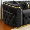 110.5" Luxury Italian Velvet L-Shaped Chesterfield Sofa with Gold Stainless Steel Accents, Tufted Sectional Couch with 7 Pillows for Living Room - 3 of 4