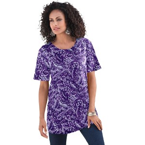 Roaman's Women's Plus Size Crewneck Ultimate Tee - 1 of 4