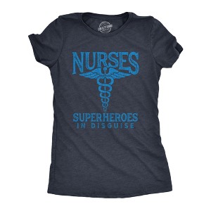 Womens Nurses Superheroes In Disguse T Shirt Quarantine Social Distancing Graphic Tee - Crazy Dog Women's T Shirt - 1 of 4
