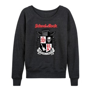 Women's - School of Rock - School Crest Lightweight French Terry Wide Neck Long Sleeve Shirt - 1 of 4