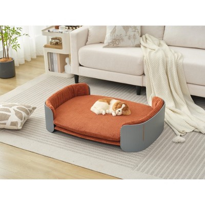 Lyngins Oval Elevated Indoor Pet Bed for Dogs & Cats,Comfy L-Size Dog Sofa Bed with Removable Mattress,Cat Bed