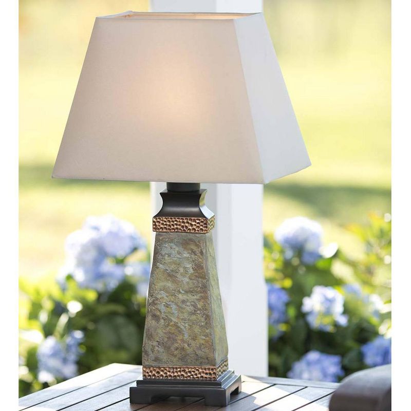 Plow & Hearth - Weatherproof Slate Outdoor Table Lamp, 2 of 3