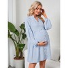 Maternity Swiss Dot Dress V Neck Long Sleeve Button Down Mini Dress Baby Shower Photoshoot with Pockets - 4 of 4