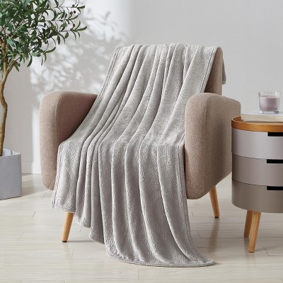 Kate Aurora Ultra Soft & Plush Ogee Damask Fleece Throw Blanket Covers - 50 in. W x 60 in. L