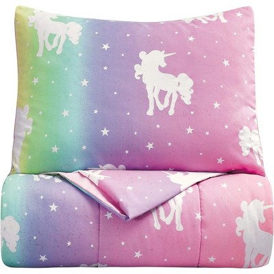 Tadpoles 2-Piece Unicorn & Stars Glow in The Dark Comforter Set, 1 Twin Bed Size Comforter & 1 Standard Pillowcase, Multicolored