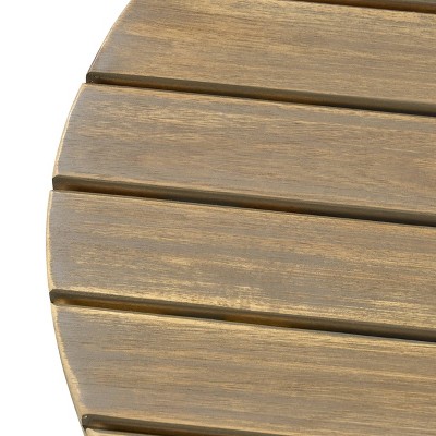 Gertrude 16" Gray Acacia Wood Outdoor Side Table