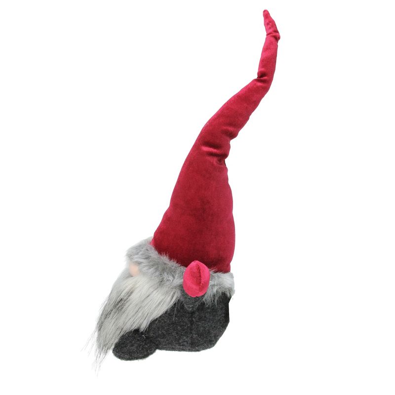 Northlight 15.75" Plush Red and Gray Velvet Santa Gnome Christmas Table Top Decoration, 2 of 3