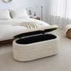 AndMakers Light Tan Chenille Oval Ottoman with Storage - 3 of 4