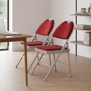 Set of 2/4 Folding Chairs with Cushions and Non-Slip Feet Pads for Home and Office, Indoor and Outdoor Events, Portable - 1 of 4