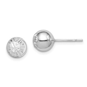 Black Bow Jewelry 8mm Diamond Cut Ball Post Earrings in Sterling Silver - 1 of 4