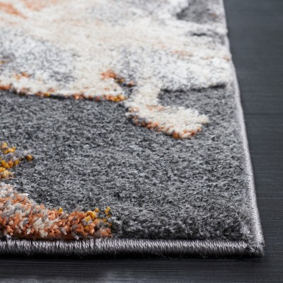 Cyrus Gray and Orange Abstract Shag Area Rug