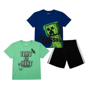Minecraft Boys 3-Pack Set - Includes Two Tees and Mesh Shorts