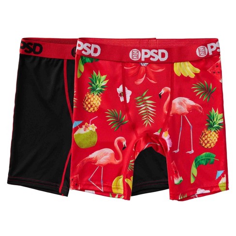 PSD Boys' 2pk 'Tropical' Boxer Briefs - Red/Black M