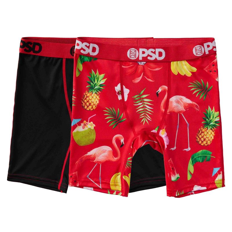 PSD Boys&#39; 2pk &#39;Tropical&#39; Boxer Briefs - Red/Black, 1 of 4
