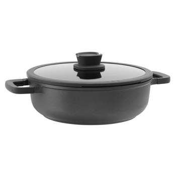 BergHOFF Leo Stone+ Non-stick Ceramic 11" Two-Handle Sauté Pan 5qt. With Glass Lid, Recycled Cast Aluminum