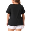 Agnes Orinda Women's Plus Size Short Flounce Sleeve Casual Summer Round Neck Blouses - 4 of 4