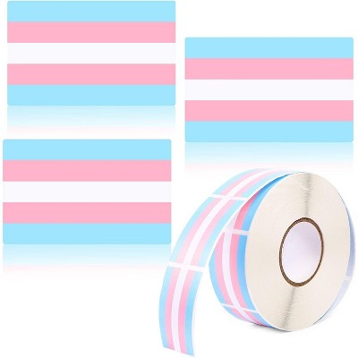 Blue Panda 1000-Count Transgender Pride Self Adhesive LGBTQ Sticker Roll for Parades Events 1.25 x 2 in