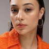 Women's Minimal Hoop Earrings - Champayne Gold - 3 of 4
