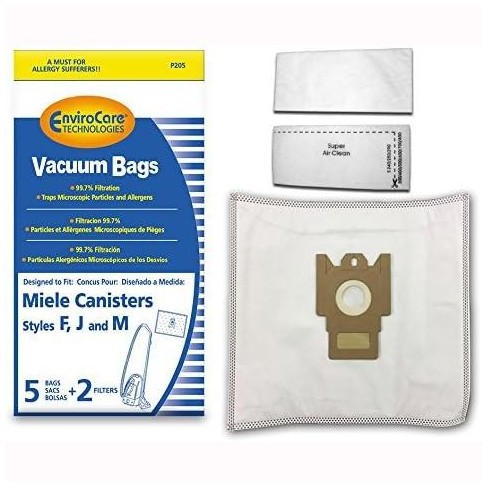 EnviroCare Replacement Allergen Vacuum Bags made to fit Miele F,J,M Canisters 5 Pack with 2 Filters - image 1 of 4