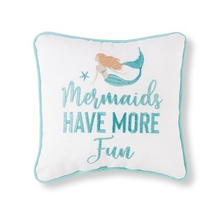 C&F Home 10" x 10" Mermaids Have More Fun Embroidered Small Petite Throw Pillow - 1 of 2