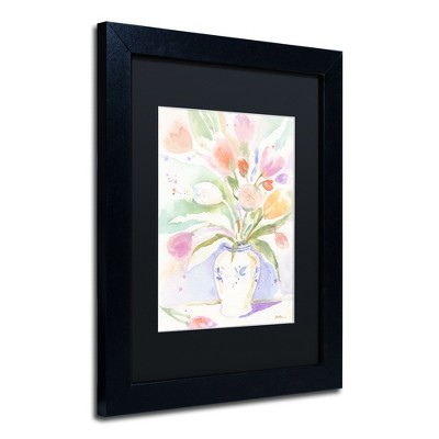 Trademark Fine Art - Sheila Golden 'The Vase of Tulips' Matted Framed Art