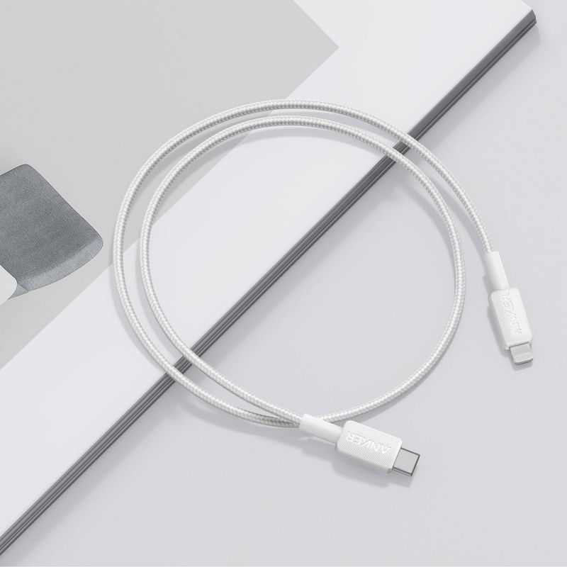 Anker 3&#39; Braided Lightning to USB-C Fast Charging Cable - White, 4 of 10
