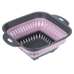 Unique Bargains Draining Pasta Potatoes Square Silicone Collapsible Colander with Handles 1 Pc - 1 of 4