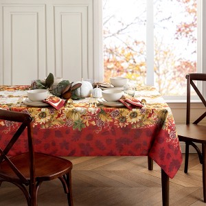 Elrene Swaying Leaves Bordered Fall Tablecloth - Red/White - Elrene Home Fashions - 1 of 3