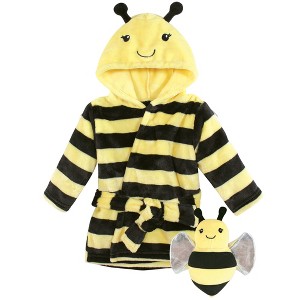 Hudson Baby Unisex Baby Plush Bathrobe and Toy Set, Bee, One Size - 1 of 4