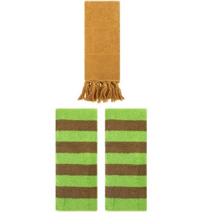 REGALWOVEN 3 Packs Striped and Solid Tassels Absorbent Soft Cotton Hand Towel for Bathroom - 1 of 4