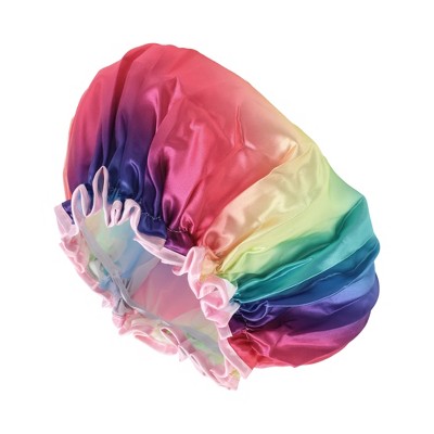 Unique Bargains Women Durable Rainbow Shower Cap Assorted Color 1 Pc