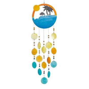Woodstock Windchimes Sunset Beach Capiz Chime, Wind Chimes For Outside, Wind Chimes For Garden, Patio, and Outdoor Décor, 30"L