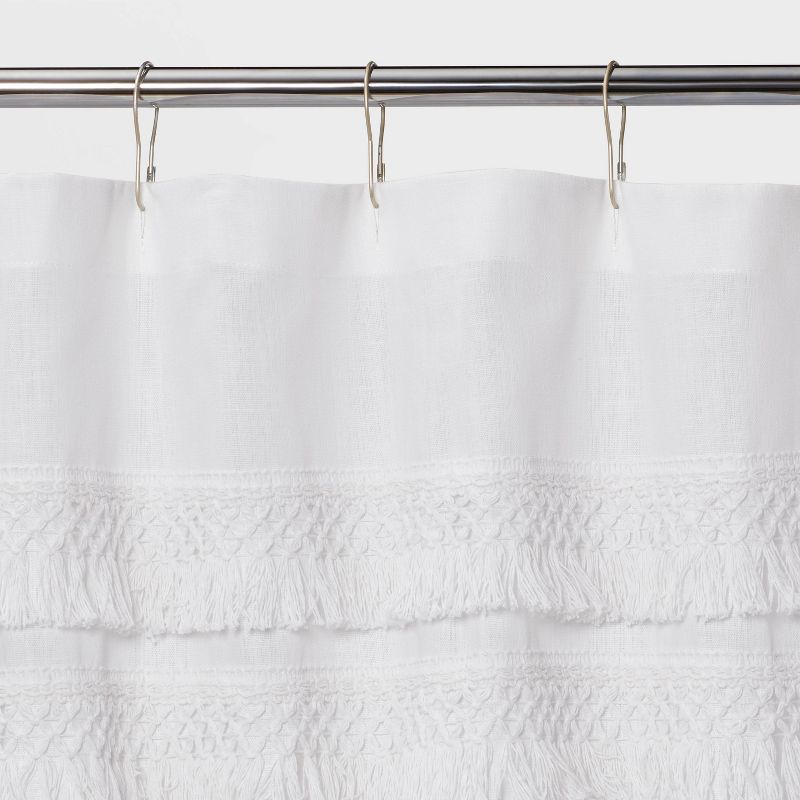 Macram&#233; Fringe Shower Curtain Cream - Threshold&#8482;, 3 of 10