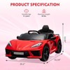 Ride on Sports Car 12V Battery Powered Car for Kids Licensed Corvette Toddles Electric Car Toy with Remote Control - 2 of 4