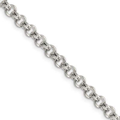 Black Bow Jewelry Men's 5mm, Sterling Silver Solid Rolo Chain Necklace