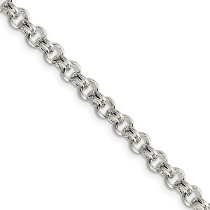 Black Bow Jewelry Men's 5mm, Sterling Silver Solid Rolo Chain Necklace - 1 of 4