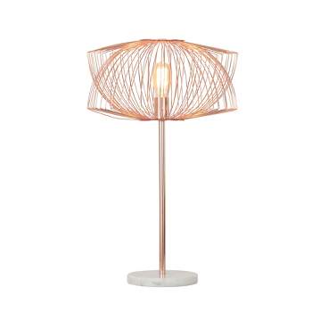 SAGEBROOK HOME 28" Metal Table Lamp with Cage Shade Rose Gold