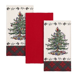 Spode® Christmas Tree Tartan 3-Piece Kitchen Towel Set - 1 of 3