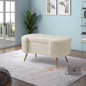 Alina Storage Bench with Metal Legs for Bedroom | ARTFUL LIVING DESIGN - 1 of 4