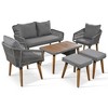 Nestfair 6pc Metal Frame Rope Patio Set with Wood Cool Bar Table and 2 Stools and Cushions Gray - 2 of 4